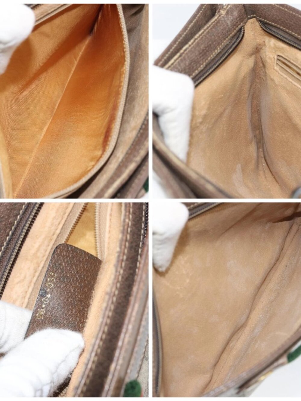 GUCCI GG Supreme Web Sherry Line Bag PVC Beige Gold 96 02 035 Auth 170489 - Picture 15 of 16